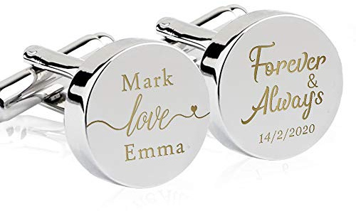 Personalised Cufflinks for Men Engraved Cufflinks for Him Custom Gifts for Usher Dad Boyfriend Husband Best Man Groomsman at Anniversary Wedding Engagement Fathers Day with Gift Box