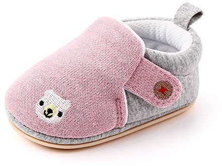 Cheerful Mario tofflor för baby, pojkar, flickor, baby, lära-gå-skor, krypskor, baby, crib skor, halkskydd, ROSA, 12-18 månader