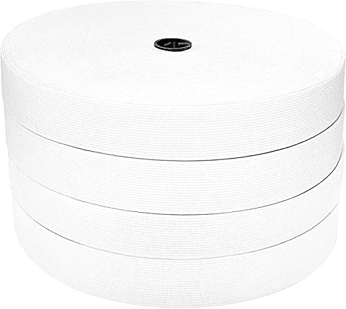 Goma Elástica de Costura de Poliéster, 25 Metros, Disponible en Varios Anchos, Cinta Elástica para Coser y Manualidades (Blanco, 35mm)