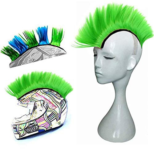 MOVKZACV Helm-Mohawk-Perücken, Motorradhelm, Mohawk, synthetische Perücken, selbstklebende Mohawk für Motorradhelm, Hawks, Helm