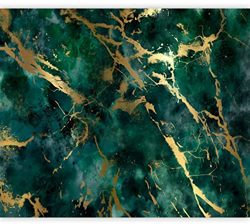 murando Carta da parati Pietra 400x280 cm Fotomurali in TNT Murale alla moda Decorazione da Muro XXL Poster Gigante Design Cameretta Carta per Pareti Soggiorno Marmo Astratto 3D or verde f-A-10004-a-a