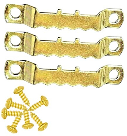Ganci in ottone per appendere quadri, viti di fissaggio a doppio foro, con viti, per foto artistiche, tela, montaggio a parete, confezione da 10 (45 mm)