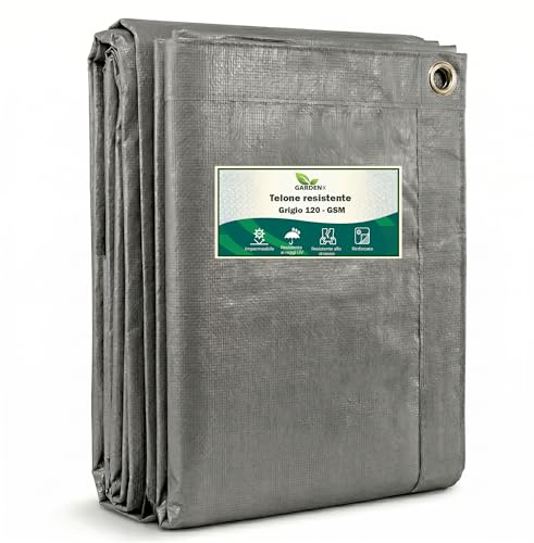GARDENIX Bâche de Protection Multi-usages - Gris - 120 g/m² (5 m x 6 m)