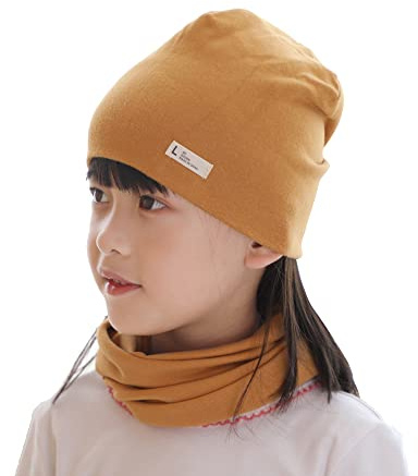 VUCDXOP Baby Kinder Baumwolle Mütze Schal Set Winter Jungen Mädchen Beanie Hüte + Schlauchschal 2er Set Herbst Winter Weich Baumwolle Beanie Mütze Hut Halstuch Rundschal Nackenwärmer Set