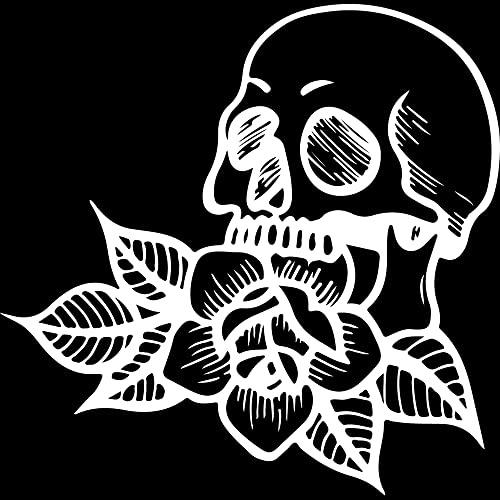 Transparent Decal Stickers of Tattoo with Skull (White) Premium Waterproof Vinyl Decal Stickers for Laptop Phone Accessory Helmet Car Window Mug Tuber Cup Door Wall Decoration USCstic614204WH040522