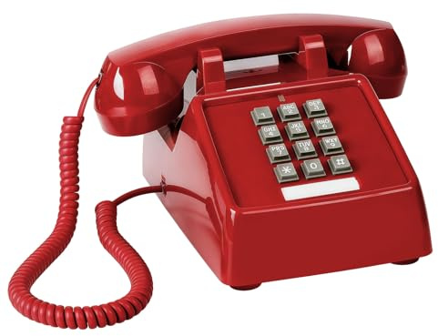 Sangyn Vintage Corded Phones for Landline Old Telephone with Mechanical Ringer Receiver Volume Adjustable Retro Analog Desk Phone for Home House School, Red
