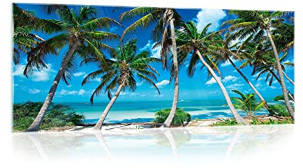 WallArena Glasbilder Bilder, Strand, | Bilder auf Glass - Wandbild XXL groß Wandbilder für Wohnzimmer Schlafzimmer Wohnzimmerbilder Modern