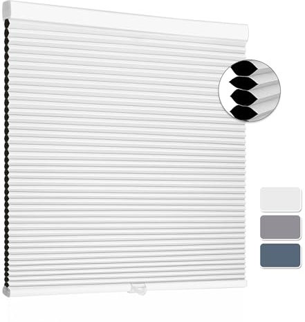 Cellular Shades Verdunkelungsrollo, Fensterschutz Sonnenrollo, schnurlos, Wabenfensterblenden Plissee für Schlafzimmer, Tür, Zuhause und Büro, Weiß, 78,7 cm B x 162,6 cm H