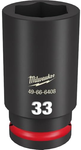 Milwaukee Shockwave 3/4-Inch Drive Deep 6 Point Impact Socket, 33 mm Size