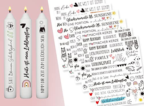 Sugeru® 6 PCS kerzenfolie(200+ Muster) DIN A5, Kerzentattoo Wassertransferdruck|wasserschiebefolie kerzen dekorieren| kerzenaufkleber sticker|Sprüche & Bilder Relax zum Verschenken (einfach)