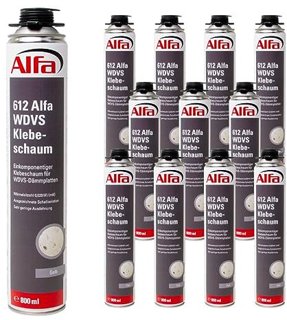 12x Alfa WDVS-Klebeschaum 800 ml WDVS-Kleber