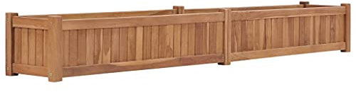 CIADAZ Hochbeet, Hochbeete Für Garten, Blumenkasten Balkon, Kräutertopf, Kräuterbeet, Pflanzkasten, Erdbeerturm, Gemüsebeet, 200x30x25 cm Massivholz Teak