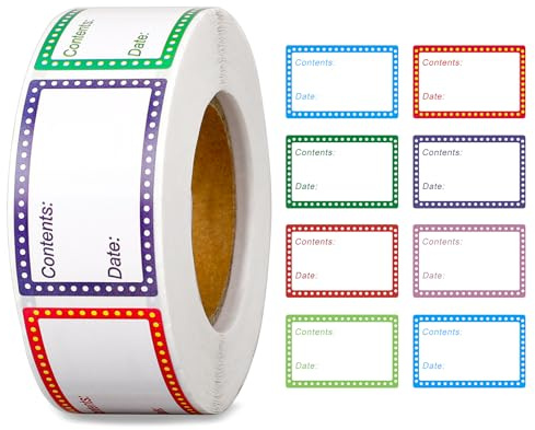 Frysetiketter, 500 stycken matdatumetiketter 25 x 40 mm – självhäftande etiketter för märkning för frys, sylt, glas och påsar – självhäftande handgjorda klistermärken