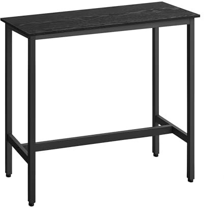 VASAGLE Bar Rettangolare Stretto, Cucina, Tavolo da Pranzo, Telaio in Metallo, 40 x 100 x 90 cm, Facile da Montare, Design Industriale, Ebano e Nero Inchiostro LBT010B56, Black, 100 x 40 x 90 cm