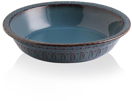 Sweejar Ceramic Pie Pan for Baking,Round Baking Dish Pan for Dinner 10 Inches, Pie Dish Non-Stick Pie Plate for Quiche, Tart, Cake, Pumpkin Pie, Pot Pies(Blue)