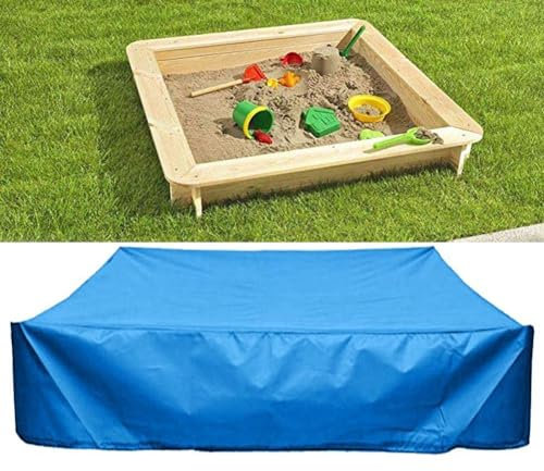 Abdeckung für Sandkastenabdeckung, wasserdicht, staubdicht, UV-Schutz, quadratische Poolabdeckung mit Kordelzug zum Schutz von Sand und Spielzeug,Sandkasten Schutzabdeckung Blue,120 * 120cm