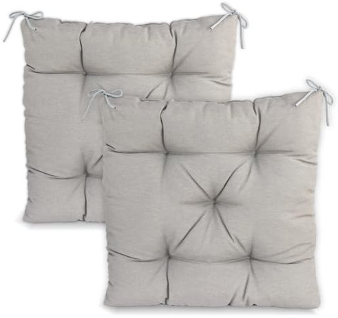 CHELY INTERMARKET Cojines Silla 40x40cm Pack 2 Unidades Relleno Mullido Gris 5 Pespuntes Acolchado Exterior Interior Decorativos Suaves Estables Lavables Terraza Jardín