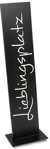 Rostikal Lieblingsplatz Schild schwarz 71 cm Gartendeko wetterfest Haustür | Großes Metall-Schild für Eingang, Terrasse und Garten - moderne schwarze Outdoor-Dekoration für drinnen und draußen