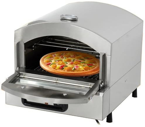 Portable Pizza Oven, Electric/Gas Pizza Maker, Countertop Stainless Steel Pizza Grill with Temperature Dashboard,Pizza Baker for Outdoor Cooking, Outside Party, Commercial
