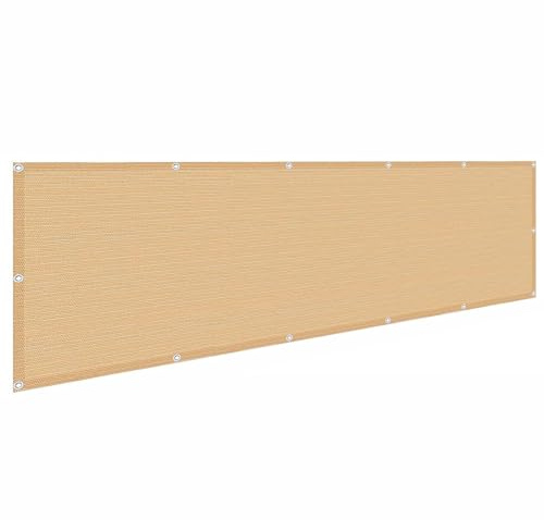 Wzmazingly Höhe 45/55/65cm Balkonsichtschutz Balkonabdeckung Balkonverkleidung Wind- Und UV-Schutz HDPE Antialterung Balkonumrandung Mit Metallösen (Color : Beige, Size : 65x400cm)