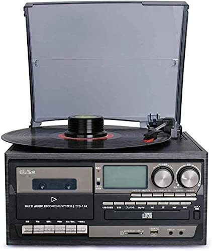 ROLTIN Grammofono, Macchina fonografica in Vinile a Tre velocità Lettore Nastro Multifunzione Moderno Radio CD Telecomando Altoparlante Incorporato USB Bluetooth