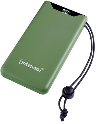 Intenso Powerbank F10000, externt batteri med PD (20W) & QC (18 W), USB-C och USB-A-port, 10 000 mAh, grön