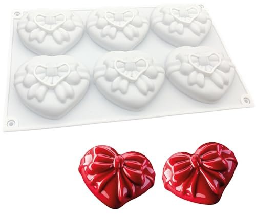 DHER Schokoladenform 3D Silikonform Backgeschirr Mousse Dessert Backformen 6 Löcher herzförmig Silikonform Kuchenform Mousse Dessert Backform für Schokolade, Pudding, Mousse, Gelee, Seife (B)