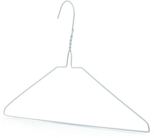 Pack of 50 Clothes Hangers Adult 45cm White Wire Metal Suit Trouser Shirt Bar Steel UK