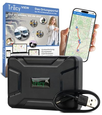 Tracy-XL SOFORTSTARTPAKET: Langzeit GPS Tracker 10000 mA, mit starkem Magneten, STARTPAKET komplett inkl. SIM-Karte, EU-Daten-Flat, Portal und App Alles fertig, Alles drin !!