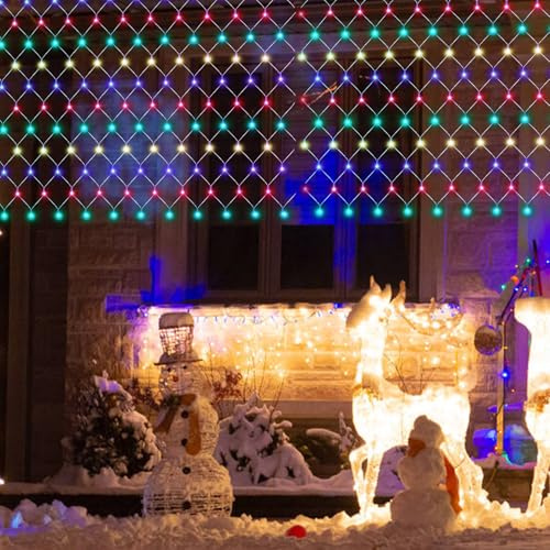 Eulenke lichternetz außen & innen 4.5x1.6m, 300 LEDs Farbe lichternetz mit 8 Modi + Memory-Funktion, IP44, zur Dekoration von Balkonen, Gärten und Häusern verwendet werden