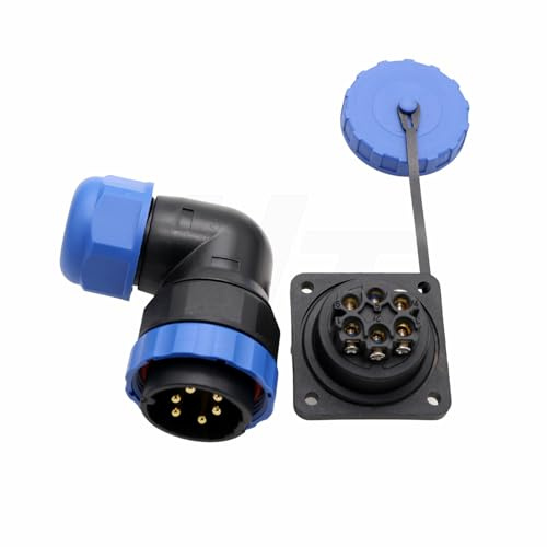 HangTon TY28 - Connettore maschio femmina a 6 pin, 25 A, presa per montaggio a pannello e spina ad angolo di 90°, connessione a vite, senza saldatura, scollegamento rapido per alimentazione elettrica