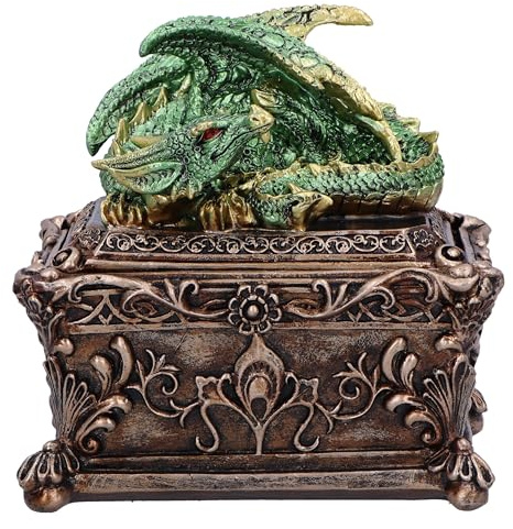 Nemesis Now Guardian of the Hoard Dragon on Box 13cm, Expertly Hand-Painted | Resin, Bronze, Cast in the Finest Resin