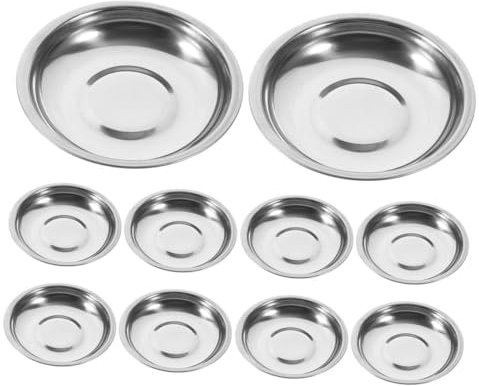 Amosfun Piatti Per Salse in Acciaio Inossidabile 10 Ciotole Rotonde Per Salse Piatto Metallico Per Ketchup Set Di Piatti Per Condimenti Lavabili in Lavastoviglie Essenziali Per La Cucina