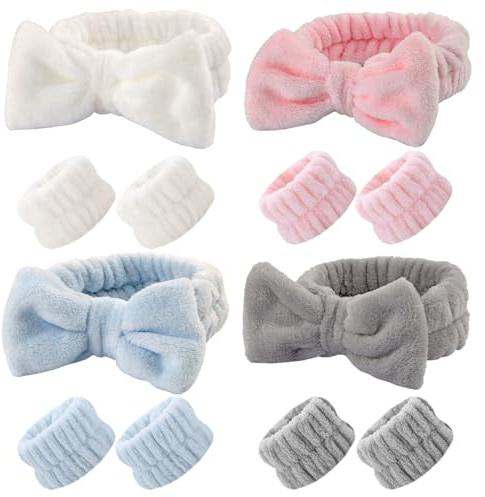 Duoleimi Skincare Haarband - 3er Set mit Abschminkband und Kosmetik-Bracelets für Frauen. Ideal als Haarband zum Schminken und für Hautpflege. Beauty Gadgets für Duschen, Yoga und Spa.