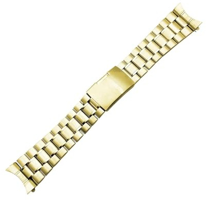 Stål i rostfritt stål, 16 mm 18 mm 20 mm 22 mm 24 mm Länkarmband i massivt rostfritt stål Armbandsur Band Klockor Band Armband Watch Ersättning Böjda ändar(Gold,18mm)