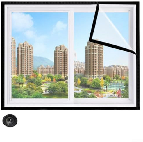Besttoolifes Fensterisolierungs-Set, lange Innenfensterschrumpffolie, POF-isolierende Schrumpffolie für Fenster, Zugluftstopper, wasserdicht, staubdicht, transparent (120 x 120 cm)