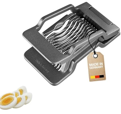 Westmark Cortador de huevos Justus Black Edition, divisor de huevos para rodajas redondas y ovaladas, alambres de acero inoxidable extra afilados, antracita