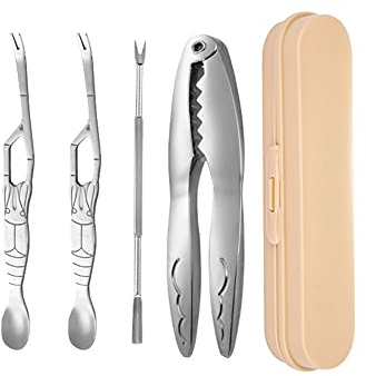 WDSOPK Ensemble D'Outils pour Fruits De Mer en Acier Inoxydable Comprenant 1 Casse-Croûte De Fruits De Mer, 1 Décortiqueur De Homard, 2 Fourchettes/Pics À Pattes De Crabe Et Une