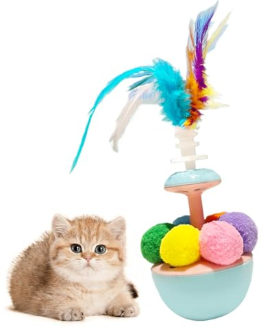 Federball Katze - Kätzchen Teaser Ball - Leichtes Kätzchen Selbstspiel Feder Interaktives Anreicherungsspielzeug für Indoor-Katzen