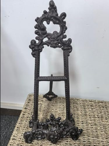 OGANAZI Cast Iron Cookbook Stand - Heavy-Duty Metal Recipe Book Holder, Vintage Cast Iron Display Rack for Recipe Book, Bible, Magazine & Plate, Home Kitchen Countertop Decor