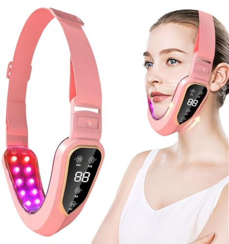 Electric Facial Massager V-Face Skin Tightening Beauty Belt Double Chin Reducer for Women Face Massager Electric Anti Aging Microcurrent 5 Modes 12 Levels Adjustable