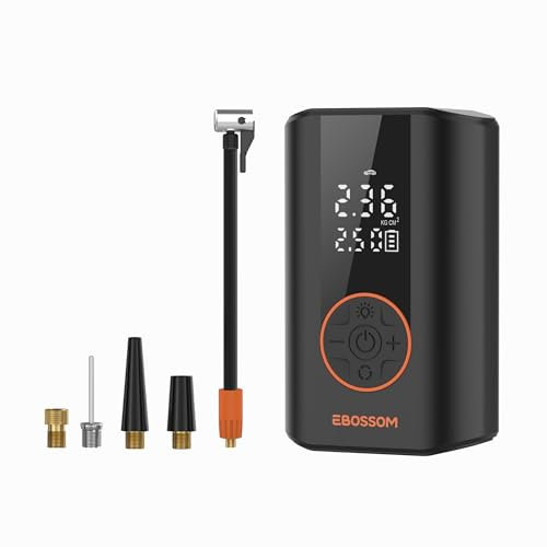 Compressore Aria Portatile,Compresseur d'aria Mini 10,3 Bar,Electric Bike Pump,Air Pump,Accessori per Bici, Moto, Auto, Palla,Gonfiatore Elettrico con Batteria Ricaricabile,luce LED,arresto automatico