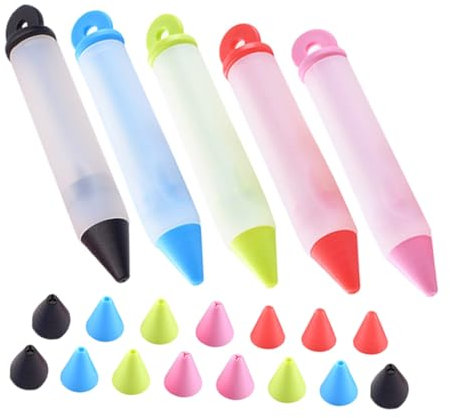Alipis 5pcs Silicone Cake Decorating Pen Fondant Decorating Tool Cake Piping Pen Frosting Food Writing Colors