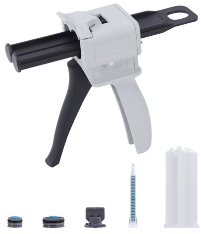 Pistola de Pegamento, Pistola Dispensadora Epoxi AB 50 ml, Mango Adhesivo Gun 1:1 y 2:1, Mezclado Pistola Dosificadora para Mezclar