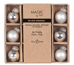 Weihnachtskugeln Glas 2cm 12er Set - Glitzer Schneeflocken Motiv - Kleine Christbaumkugeln Weihnachtsbaumkugeln für Weihnachten - Christbaumschmuck & Weihnachtsbaumschmuck Silber - Frosty Silver