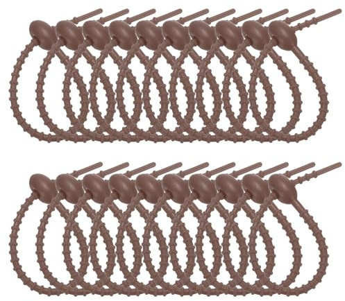 PATIKIL 15cm Silicone Cable Ties, 20pcs Rubber Reusable Twist Zip Ties Organizer for Home Office Kitchen Food Bags Wires Adjustable Bag Clip, Brown