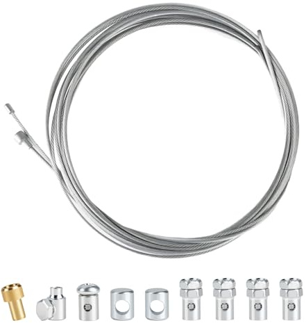 2 Pièces Câble d’Accélérateur Frein et Embrayage Universel 2M, Kit de Réparation avec 9 Raccords, Ø1,5mm et Ø2,0mm, Câble Acier Galvanisé Compatible Moto, Vélo, Scooter, Tondeuse, Débroussailleuse