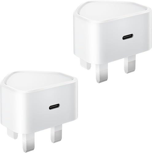 USBC Plug UK, 2-Pack 25W USB C Charger Plug Fast Charge for iPhone 17 16 15 14 13 12 11 Pro Max Plus Air, iPad, Samsung Type C Plug Fast Charging Head, iPhone Charger Plugs USB C Power Adapter