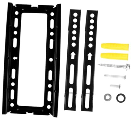 GARIOUANS Adjustable Tv Wall Bracket Steel Mount for Tvs Ultra Low Profile Distance Double Hook Safety Design Thick Black Steel Rack Compatible with LCD LED Televisions
