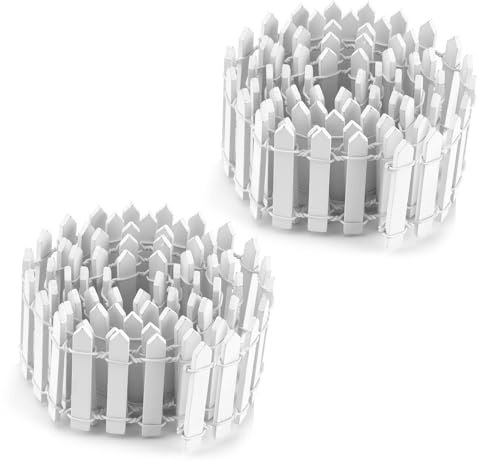 Nextpal Lot de 2 clôtures miniatures de jardin féérique de 89,9 cm, clôture en bois blanc pour maison de poupée, arbre de Noël et décoration de pots de fleurs, petite décoration et mini projets de